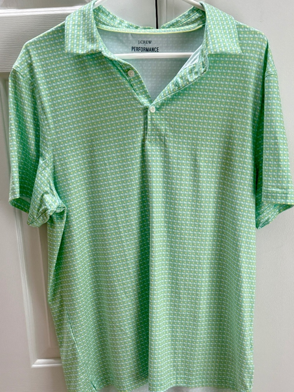 J.Crew Performance Polo - Men’s Large Green Palm Tree Golf Shirt